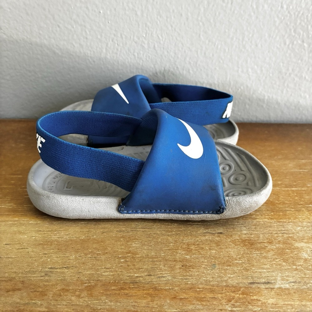 Nike Kawa Slide Strap Sandals Royal Blue Gray Baby Toddler Size 6C 6 - Picture 4 of 8